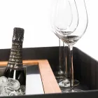 Modern Bar mobil pe roți Design cu masă din lemn și oțel - Giancalliope Viadurini