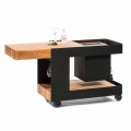 Modern Bar mobil pe roți Design cu masă din lemn și oțel - Giancalliope