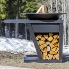 Cu platou de gătit și compartiment pentru suport de lemn - Giorgione Viadurini