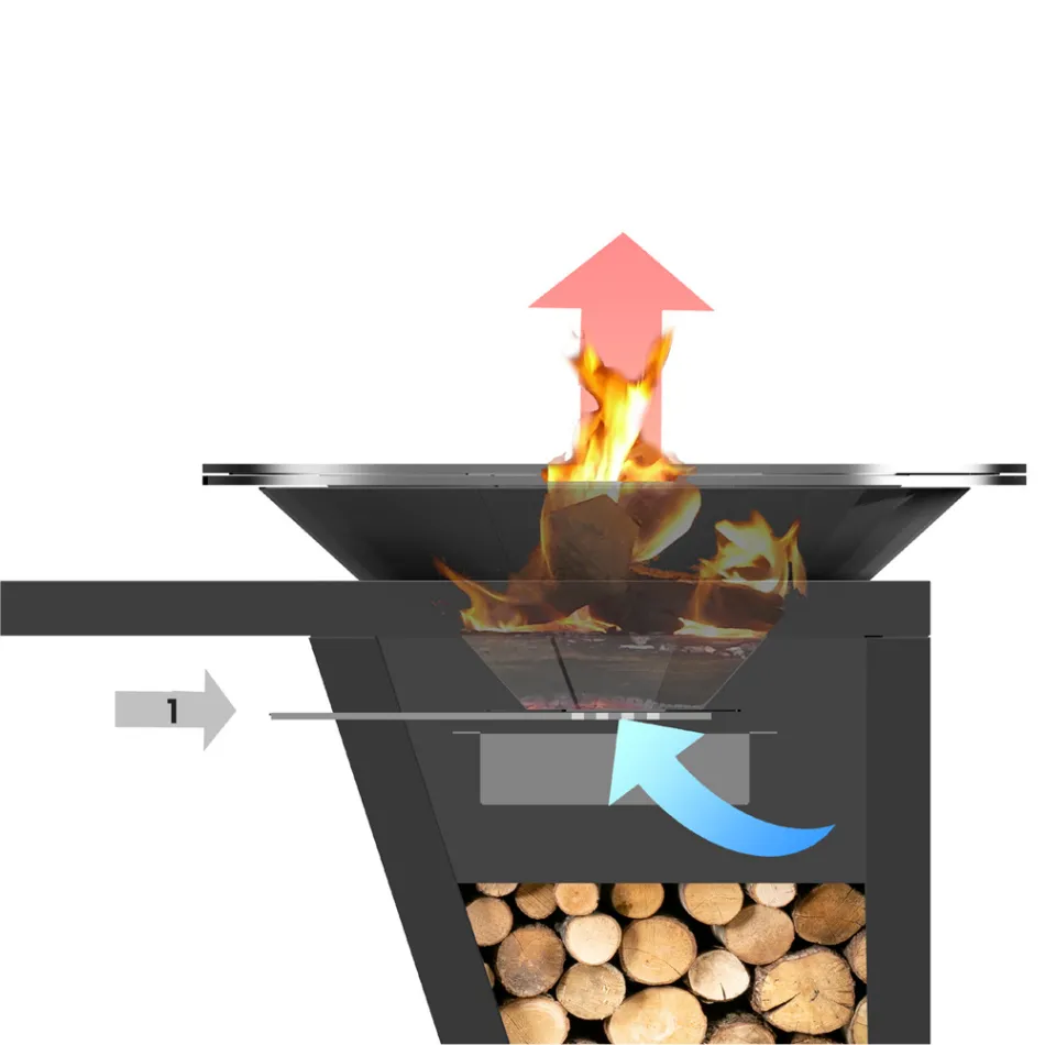 Cu platou de gătit și compartiment pentru suport de lemn - Giorgione Viadurini