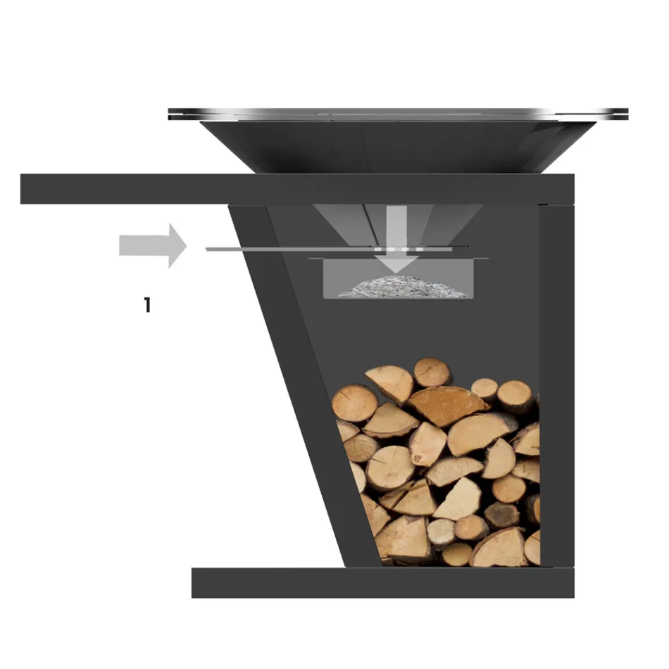 Cu platou de gătit și compartiment pentru suport de lemn - Giorgione Viadurini