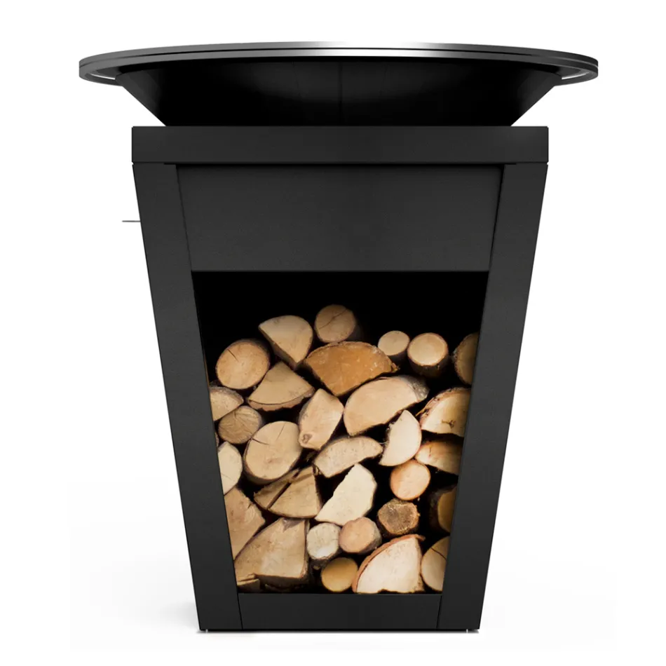 Gratar cu lemne cu placa de gatit si compartiment pentru suport de lemn - Ferran Viadurini