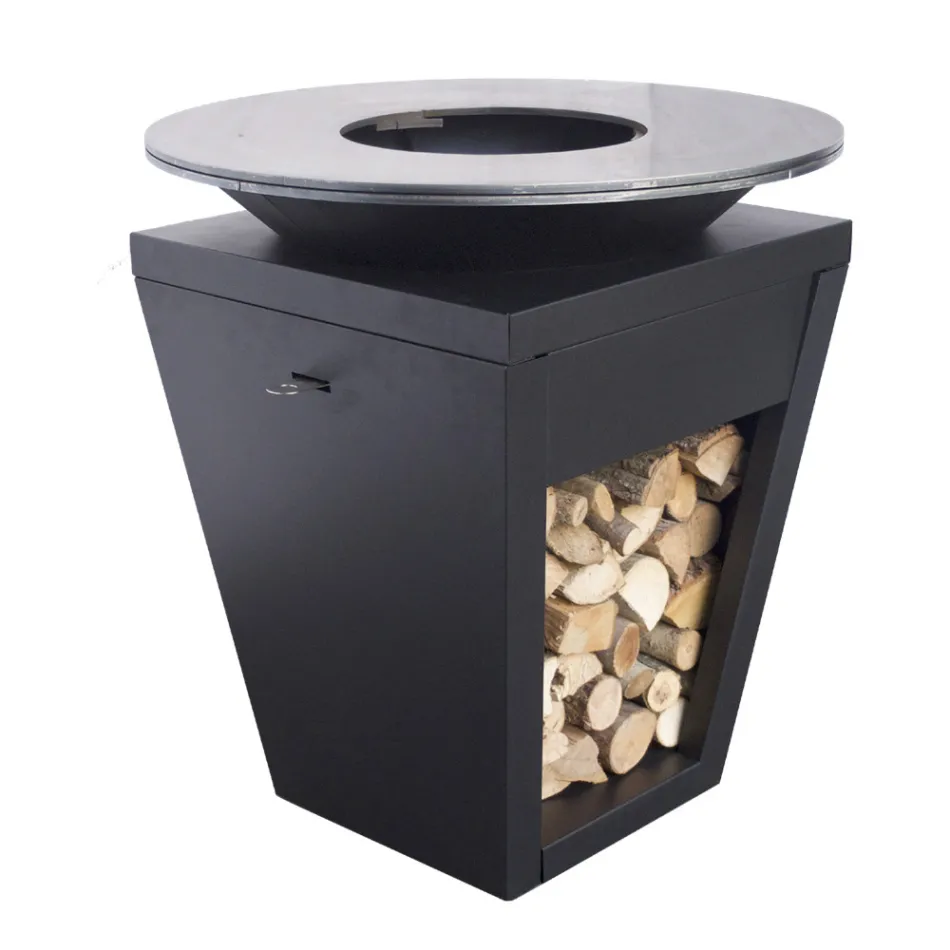 Gratar cu lemne cu placa de gatit si compartiment pentru suport de lemn - Ferran Viadurini