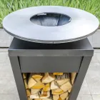 Gratar cu lemne cu placa de gatit si compartiment pentru suport de lemn - Ferran Viadurini