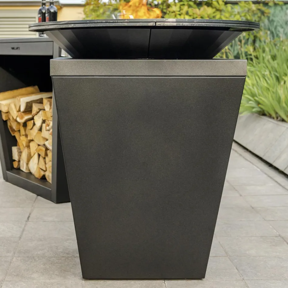 Gratar cu lemne cu placa de gatit si compartiment pentru suport de lemn - Ferran Viadurini