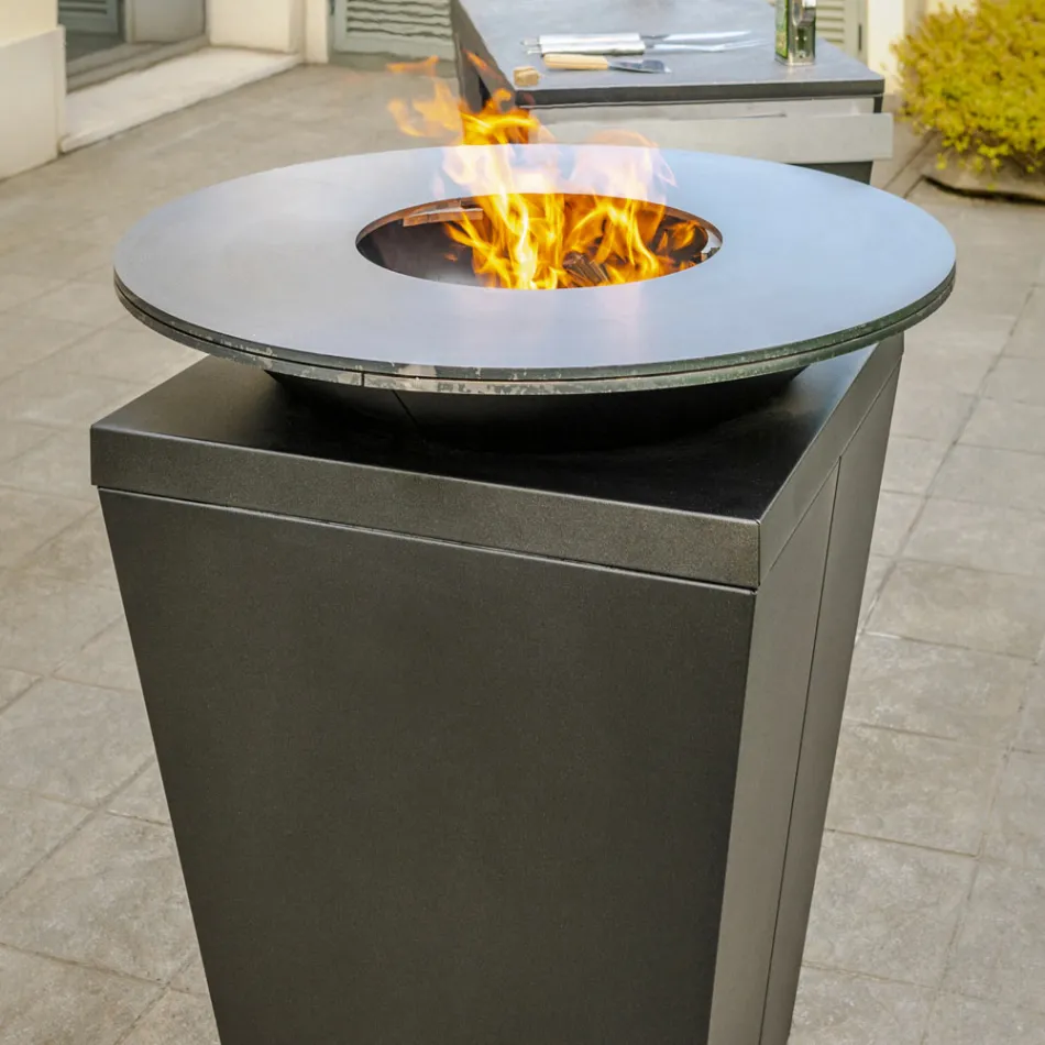 Gratar cu lemne cu placa de gatit si compartiment pentru suport de lemn - Ferran Viadurini