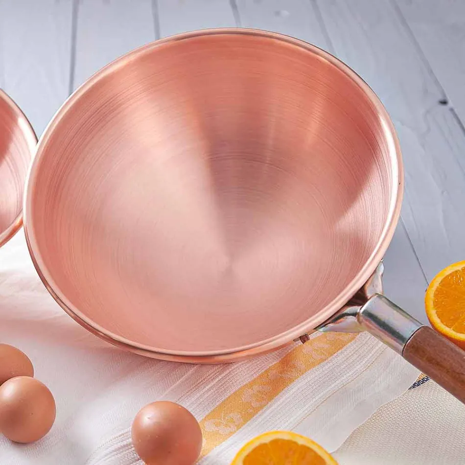 Bastardella din cupru conservat manual cu mâner din lemn 30 cm - Giampiero Viadurini