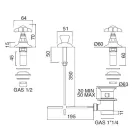 Baterie pentru bideu cu 3 găuri cu livrare internă din alamă și mânere tip fluture - Miriano Viadurini