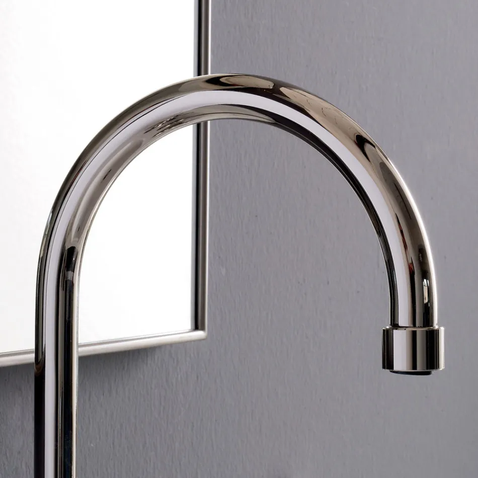 Baterie pentru lavoar cu 3 orificii cu gura mare in finisaj nichel Made in Italy - Rosu Viadurini