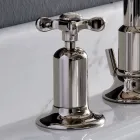 Baterie pentru lavoar cu 3 orificii cu gura mare in finisaj nichel Made in Italy - Rosu Viadurini