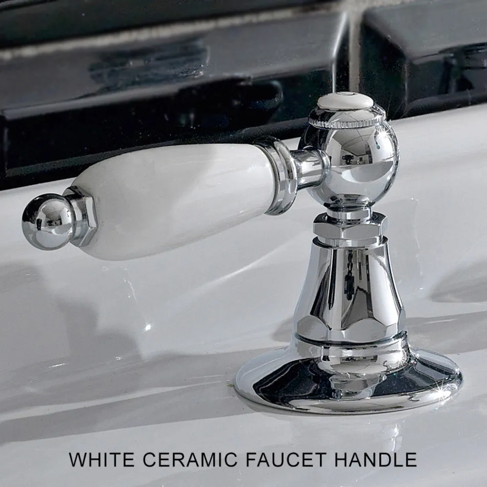 Baterie pentru chiuvetă cu 3 găuri cu pârghii în stil clasic din alamă lucrată manual - Noriana Viadurini