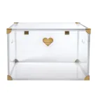 Cufăr de depozitare din plexiglas cu detalii aurii, fabricat în Italia - Briseide Viadurini