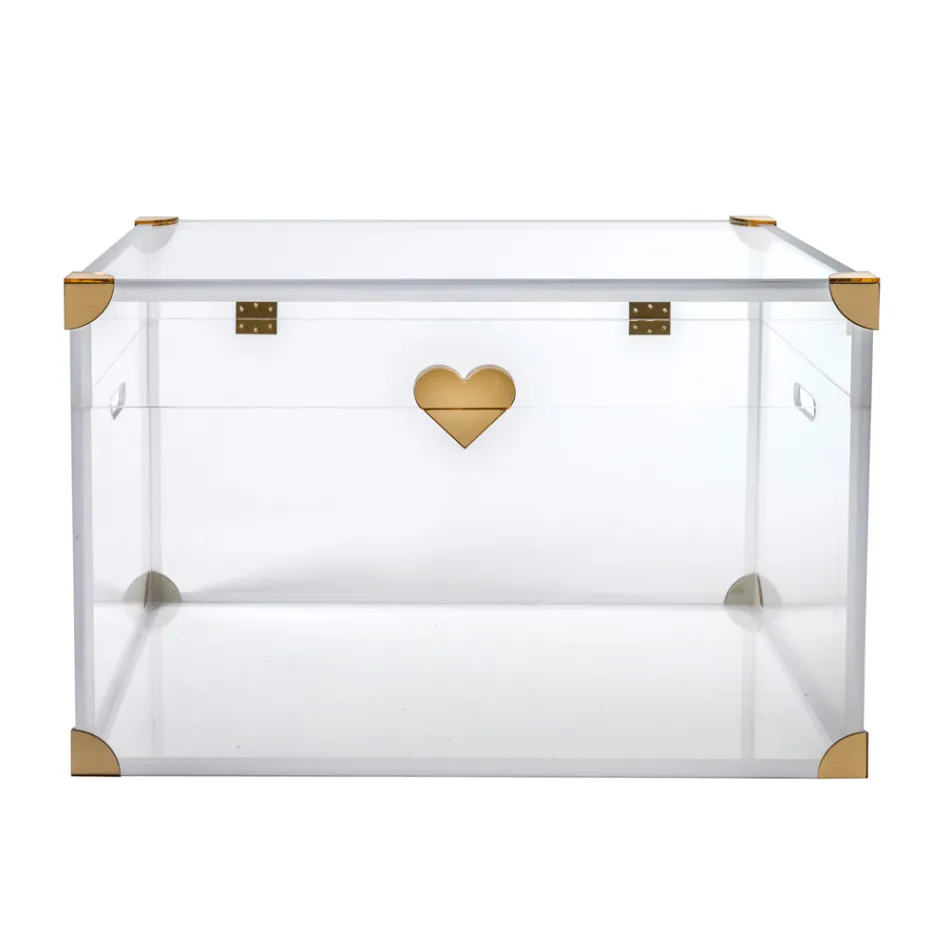 Cufăr de depozitare din plexiglas cu detalii aurii, fabricat în Italia - Briseide Viadurini