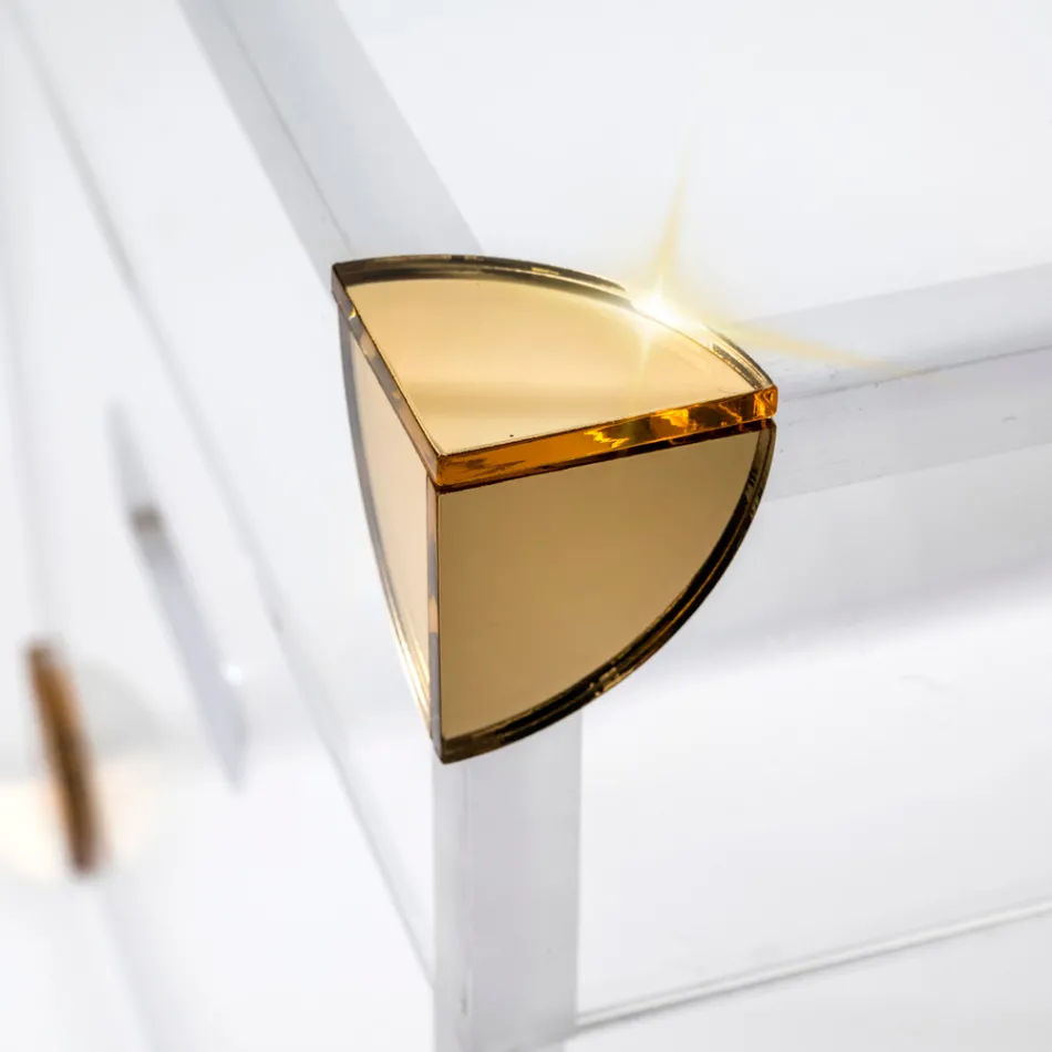 Cufăr de depozitare din plexiglas cu detalii aurii, fabricat în Italia - Briseide Viadurini