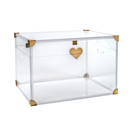 Cufăr de depozitare din plexiglas cu detalii aurii, fabricat în Italia - Briseide Viadurini