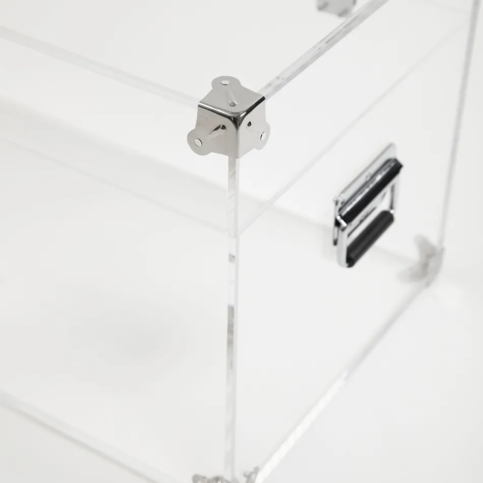 Cufăr de design din cristal acrilic transparent și oțel modern - Dante Viadurini