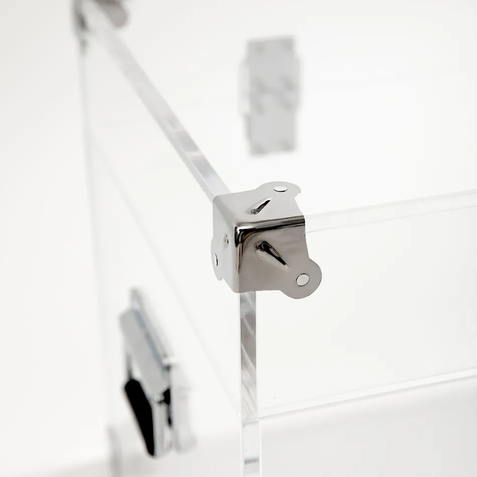 Cufăr de design din cristal acrilic transparent și oțel modern - Dante Viadurini