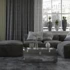 Cufer din Cristal Acrilic Transparent sau Afumat și Oțel Modern - Dante Viadurini