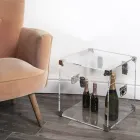 Cufer din Cristal Acrilic Transparent sau Afumat și Oțel Modern - Dante Viadurini