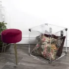 Cufer din Cristal Acrilic Transparent sau Afumat și Oțel Modern - Dante Viadurini
