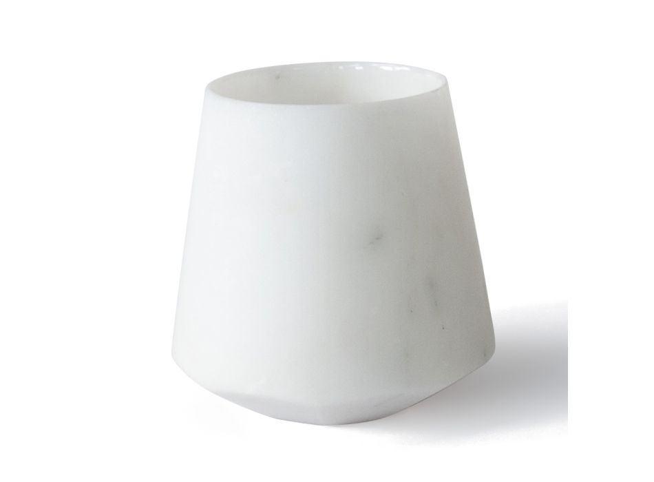 Pahar cu apă din marmură de Carrara alb satinat Design italian - Scaglio Viadurini