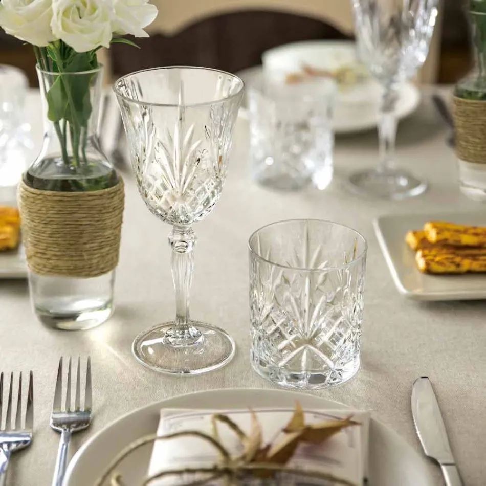 Sticlă dublă de modă veche de epocă cu cristale ecologice 12 bucăți - Cantabile Viadurini