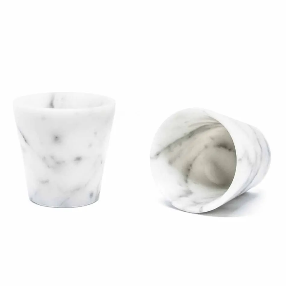 Sticlă Grappa în marmură albă de Carrara Fabricată în Italia - Fergie Viadurini