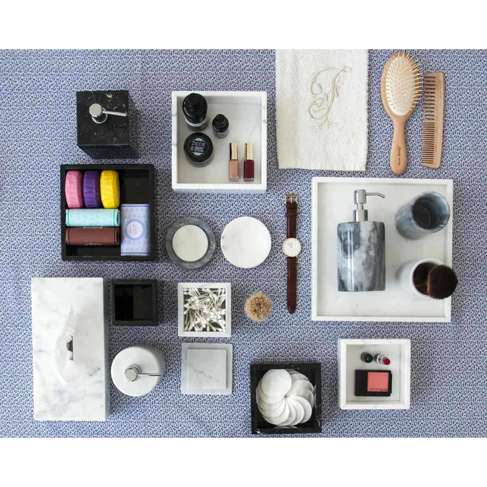 Suport de periuță din sticlă din marmură Paonazzo Made in Italy - Limba Viadurini