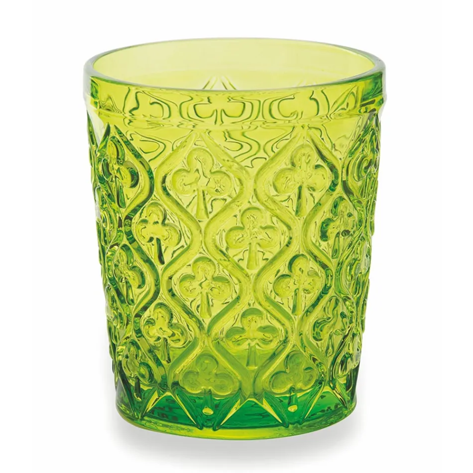 Pahare de apa din sticla colorata cu decoratiuni arabesc 12 bucati - Maroc Viadurini