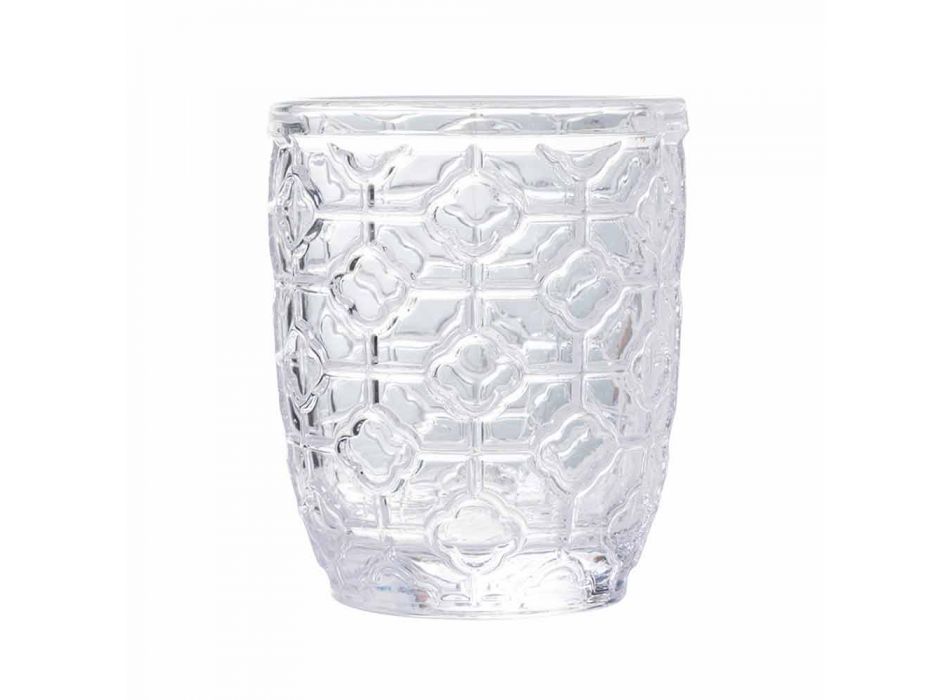 Pahare de apă din sticlă transparentă decorate, serviciu modern 12 bucăți - amestec Viadurini