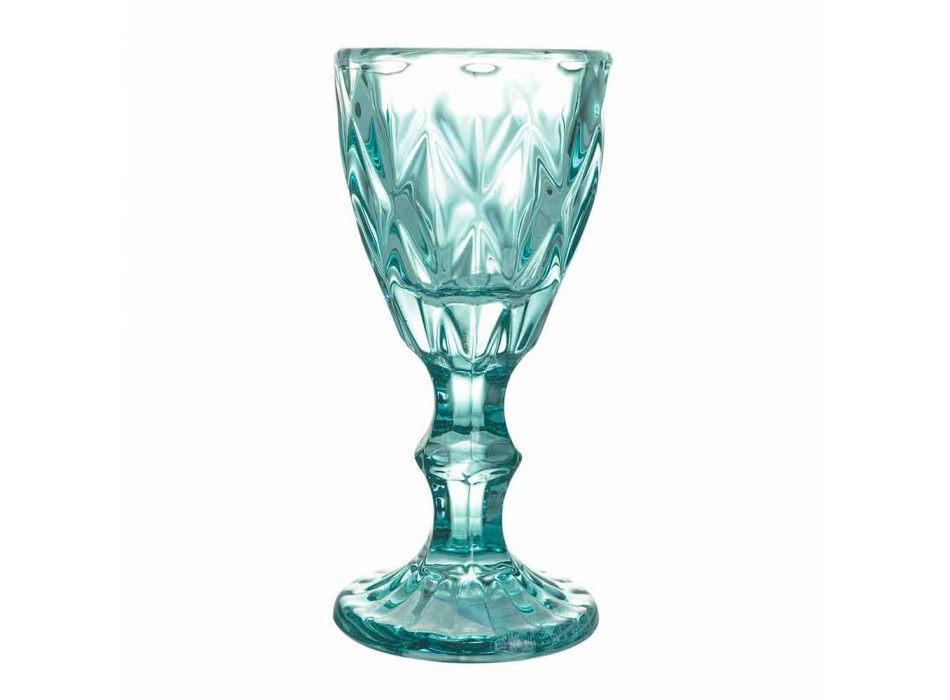 Ochelari de sticlă pentru lichior în sticlă albastră degradată sau chihlimbar, 12 bucăți - poliedru Viadurini
