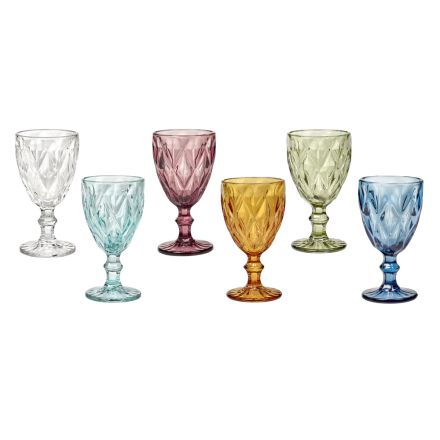 Pahare de vin colorate în sticlă de design modern 12 bucăți - Timon Viadurini