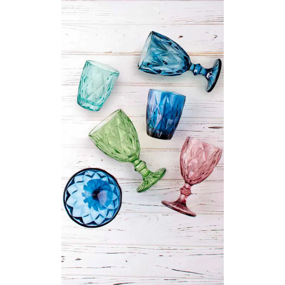 Ochelari de vin modern colorat cu 6 piese - Timon Viadurini