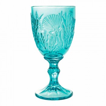 Pahare Vin sau apă Sticlă colorată Decor marin 12 bucăți - Mazara