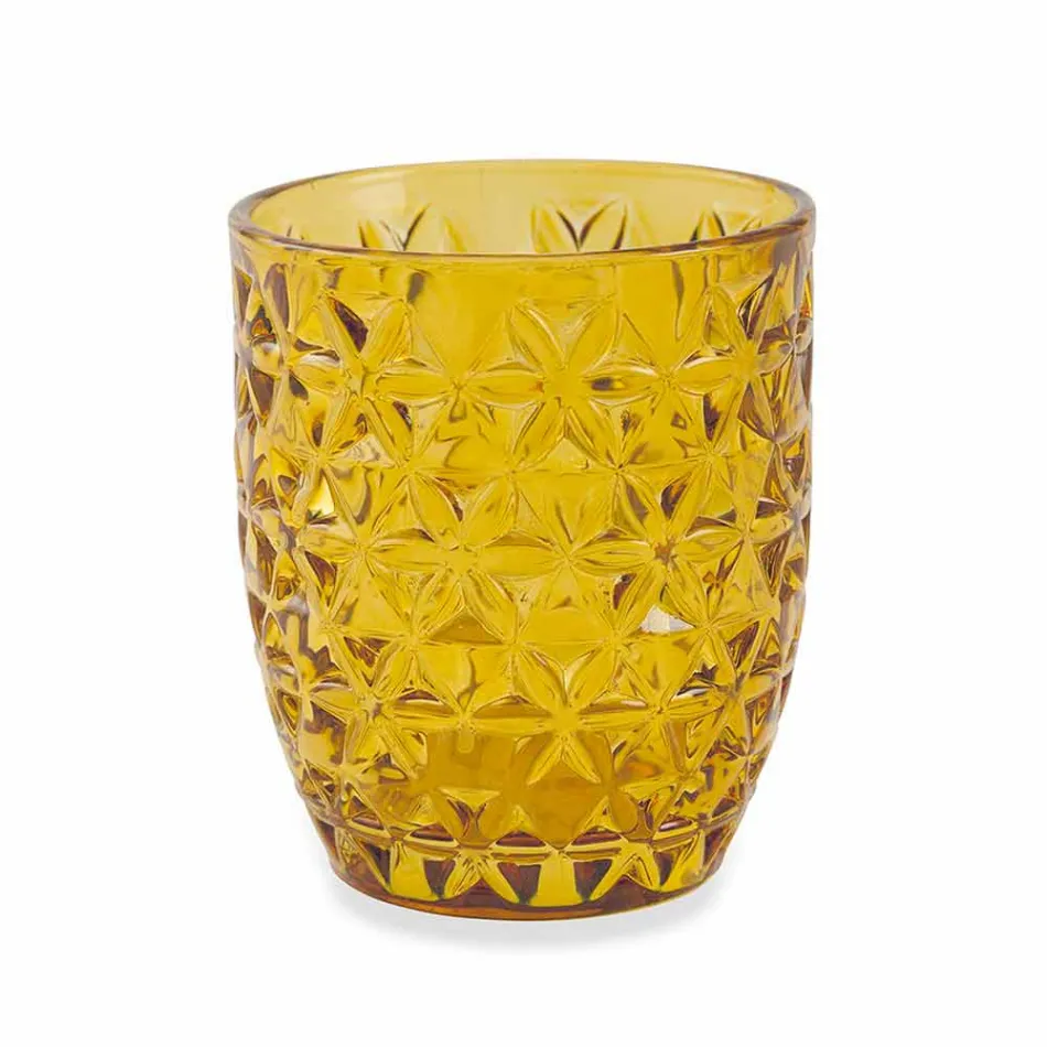 Ochelari modern decorați din sticlă colorată care servesc apă 6 bucăți - amestec Viadurini