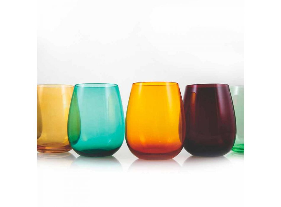 Tumblers din sticlă colorată pentru serviciul modern de apă din 6 bucăți - Aperi Viadurini