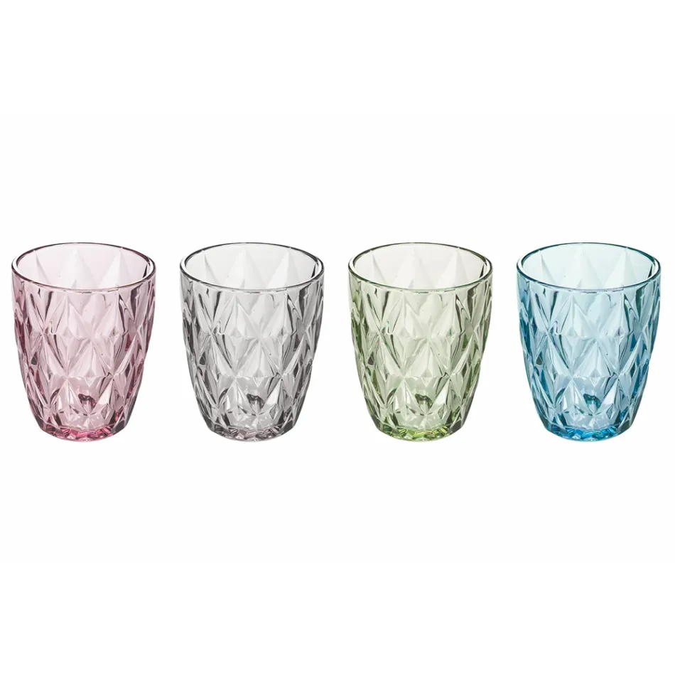 Pahare de apă din sticlă Serviciu colorat 12 bucăți - Renaștere Viadurini
