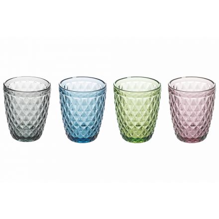 Pahare pentru servirea apei în sticlă colorată decorată 12 bucăți - Brillo Viadurini