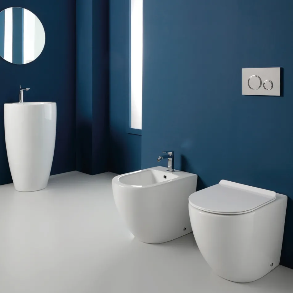 Bideu ceramic ciclonic cu o singură gaură Aralia, cu design modern Viadurini
