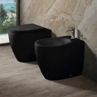 Bideu Aster cu montare pe podea din ceramică mată, în două culori și design modern Viadurini