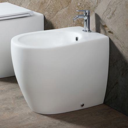 Bideu Aster cu montare pe podea din ceramică mată, în două culori și design modern Viadurini