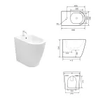Bideu cu o singură gaură, montat pe podea, cu tehnologie fără ramă, din ceramică albă - Oleandro  Viadurini
