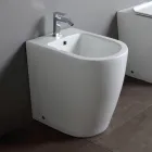 Bideu cu o singură gaură, montat pe podea, cu tehnologie fără ramă, din ceramică albă - Oleandro  Viadurini