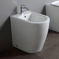 Bideu cu o singură gaură, montat pe podea, cu tehnologie fără ramă, din ceramică albă - Oleandro 