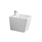 Bideu cu o singură gaură, montat pe podea, din ceramică albă, cu un design modern și elegant - Giunco Viadurini