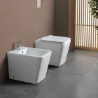 Bideu cu o singură gaură, montat pe podea, din ceramică albă, cu un design modern și elegant - Giunco Viadurini
