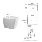 Bideu cu o singură gaură, montat pe podea, din ceramică albă, cu un design modern și elegant - Giunco Viadurini