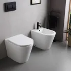 Bideu Salice cu o singură gaură, montat pe podea, din ceramică albă, cu un design modern și elegant Viadurini