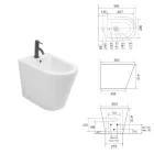 Bideu Salice cu o singură gaură, montat pe podea, din ceramică albă, cu un design modern și elegant Viadurini