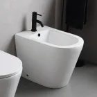 Bideu Salice cu o singură gaură, montat pe podea, din ceramică albă, cu un design modern și elegant Viadurini